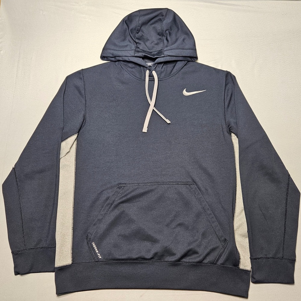 Nike Therma-FIT Hoodie Mens Medium Black Grey Pullover Sweatshirt Training